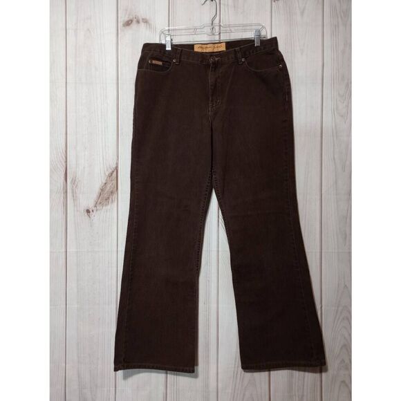 Eddie Bauer Jeans Ladies 16 Brown Bootcut Western - Picture 1 of 7